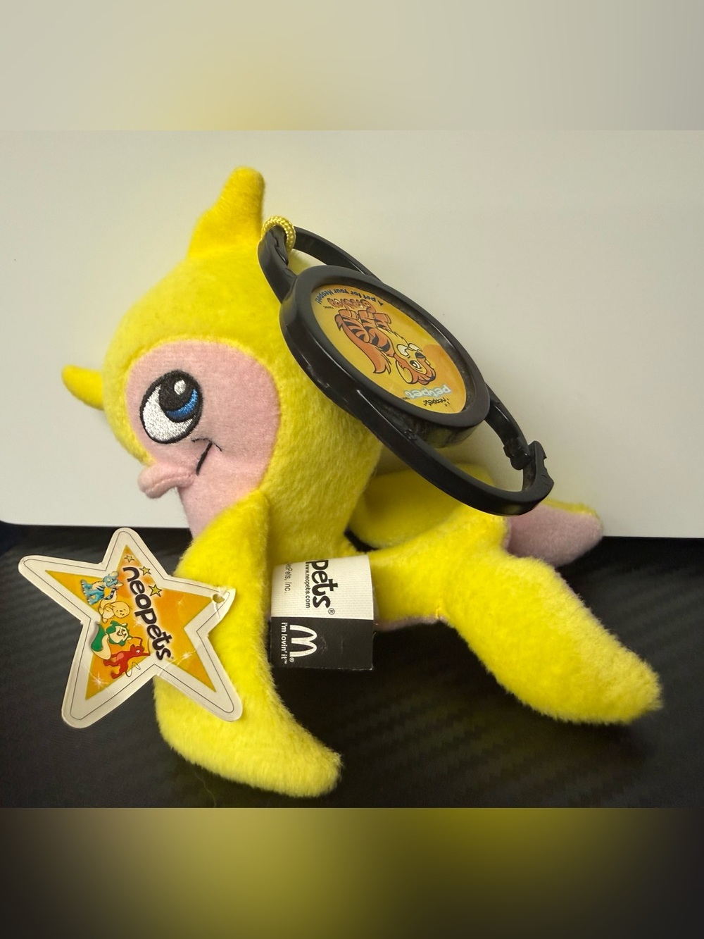 Neopets Yellow & Pink Plush Keychain Like New